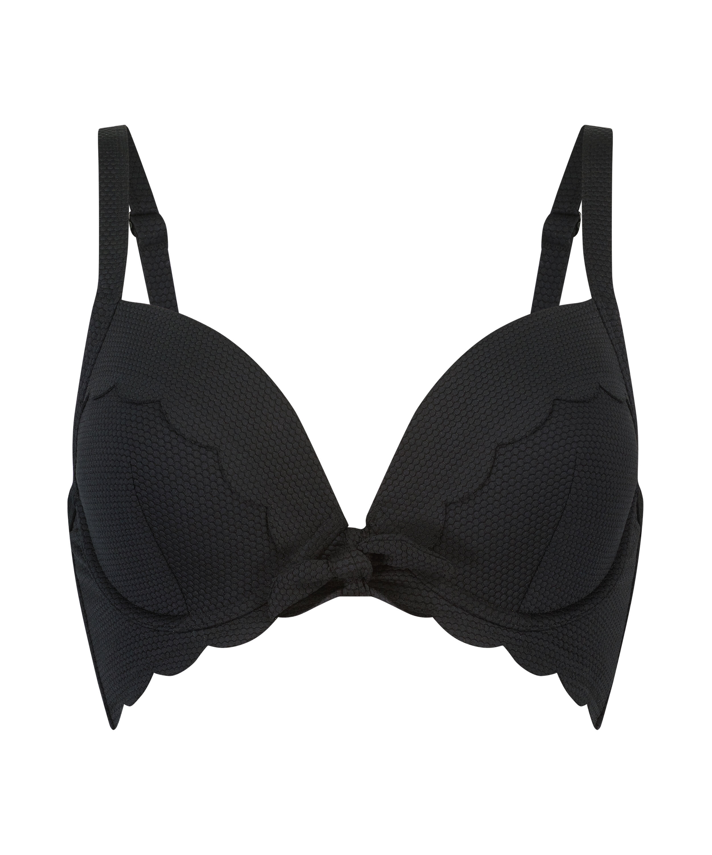 Scallop padded underwired bikini-top, Black