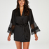 Satin Lace Kimono, Black