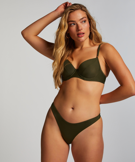 Luxe High-Leg Bikini Bottoms, Green