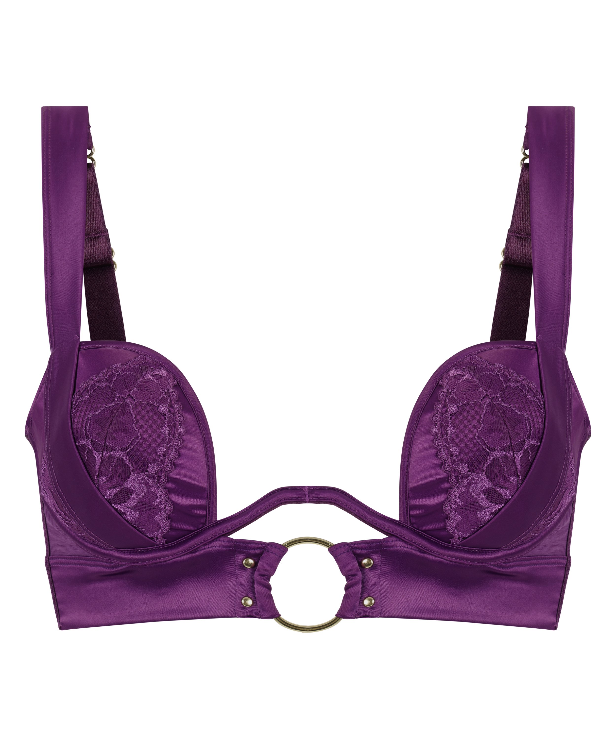 Elsa Padded Underwired Longline Bra, Purple, main