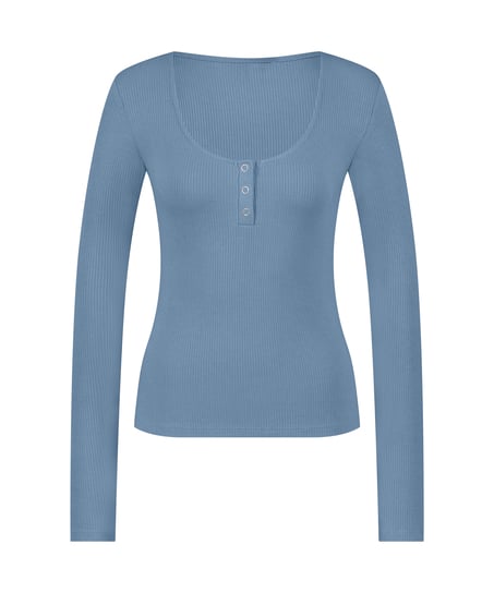 Ribbed Pyjama Top, Blue