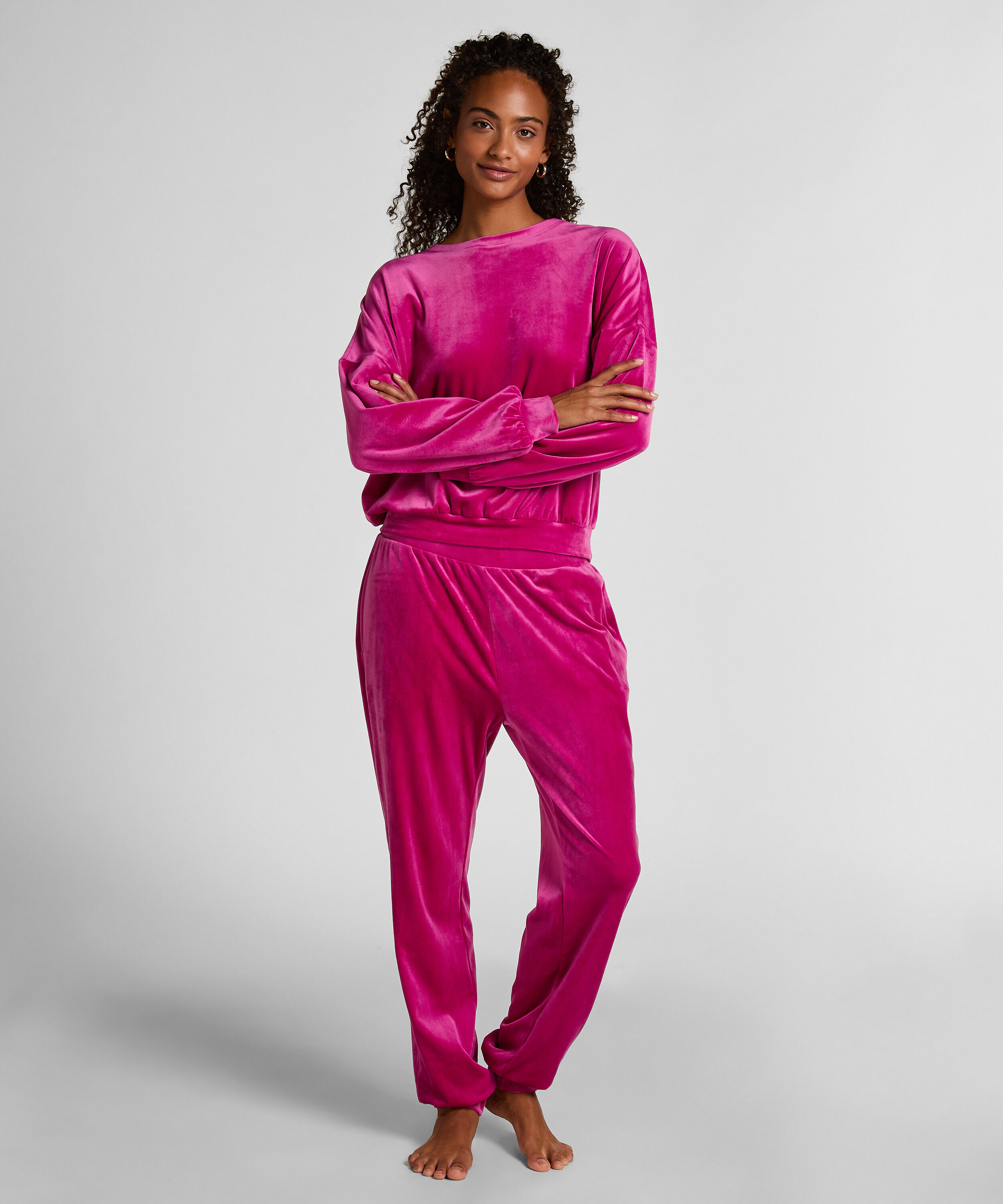 Velours Jogging Pants, Pink