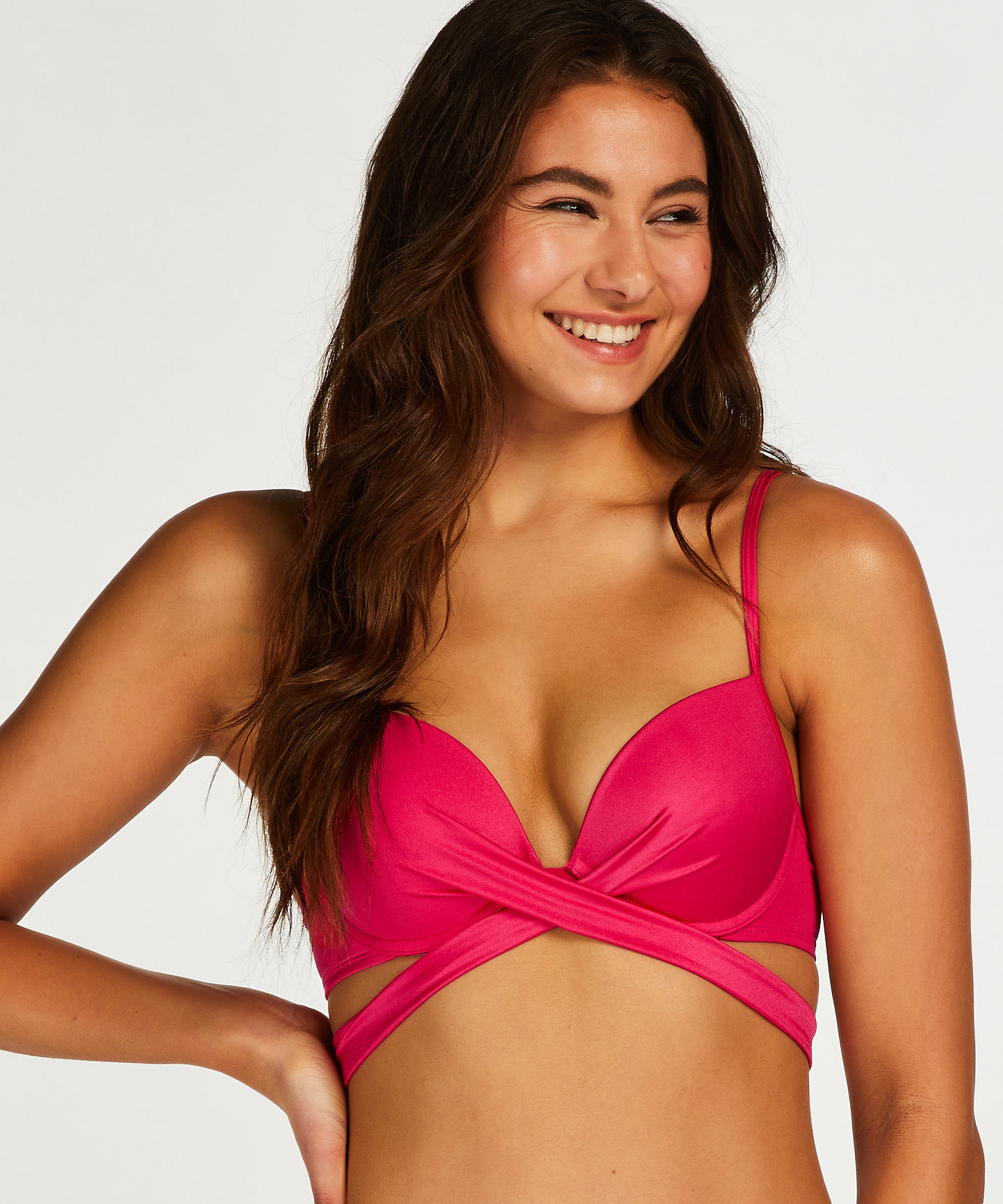 Grenada Padded Underwired Push-Up Bikini Top, Pink, main