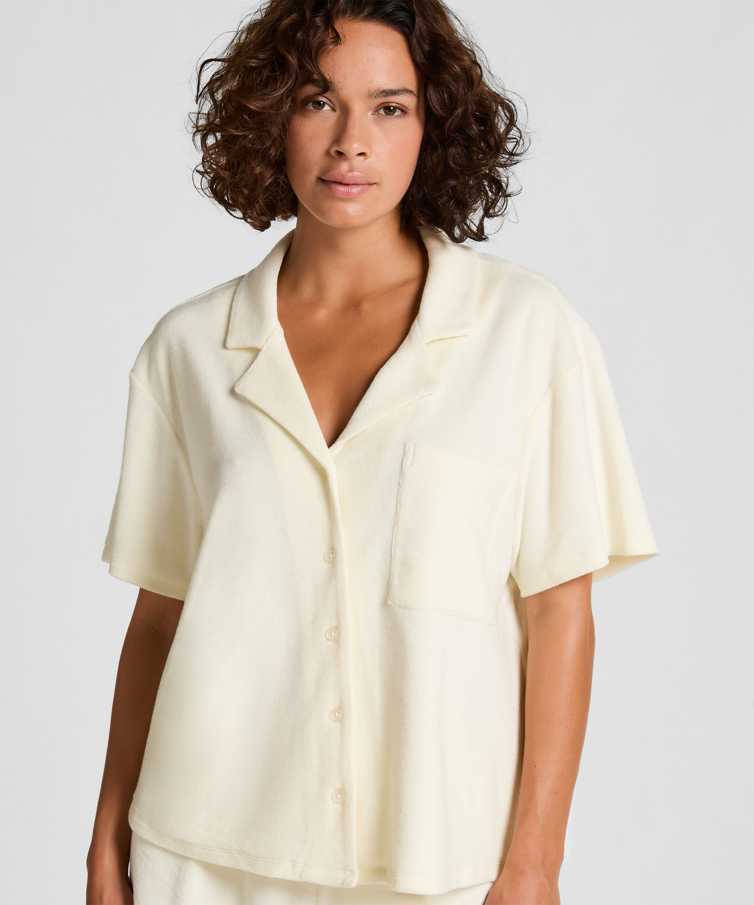 Towel Texture Button-Up Shirt, White Towel Texture Button-Up Shirt, White