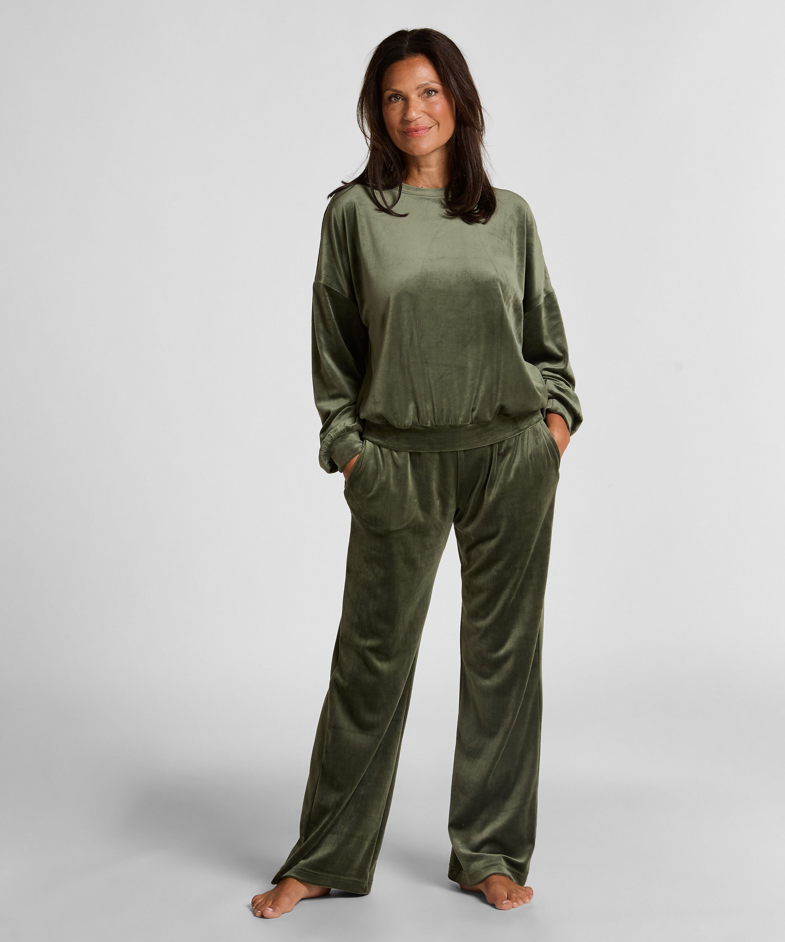 Velours Pyjama Pants, Green