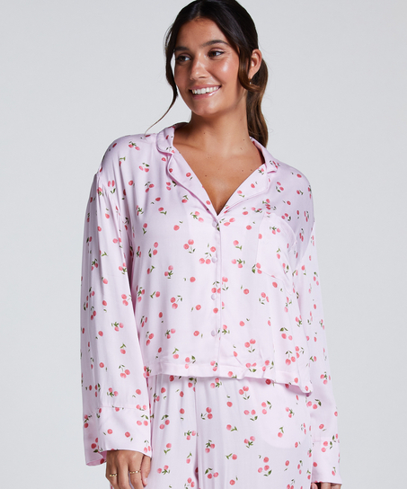 Satin Long-Sleeved Jacket, Pink