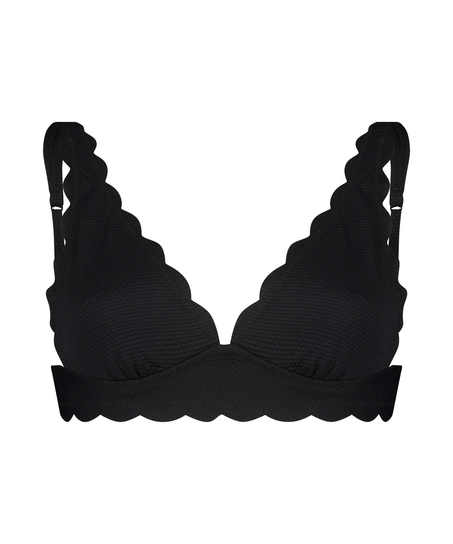 Scallop triangle bikini top, Black