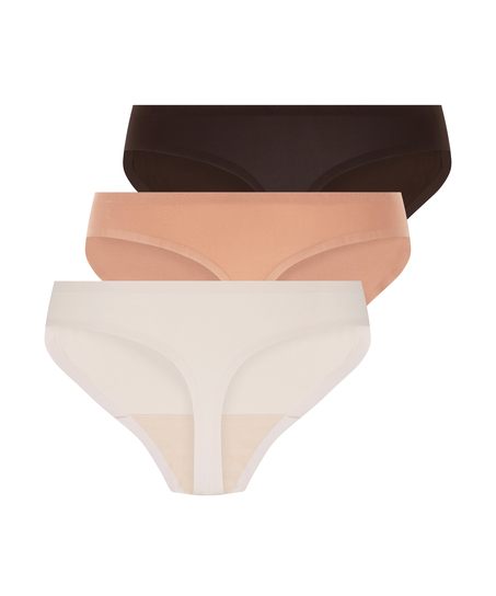 3-pack invisible thongs, Brown
