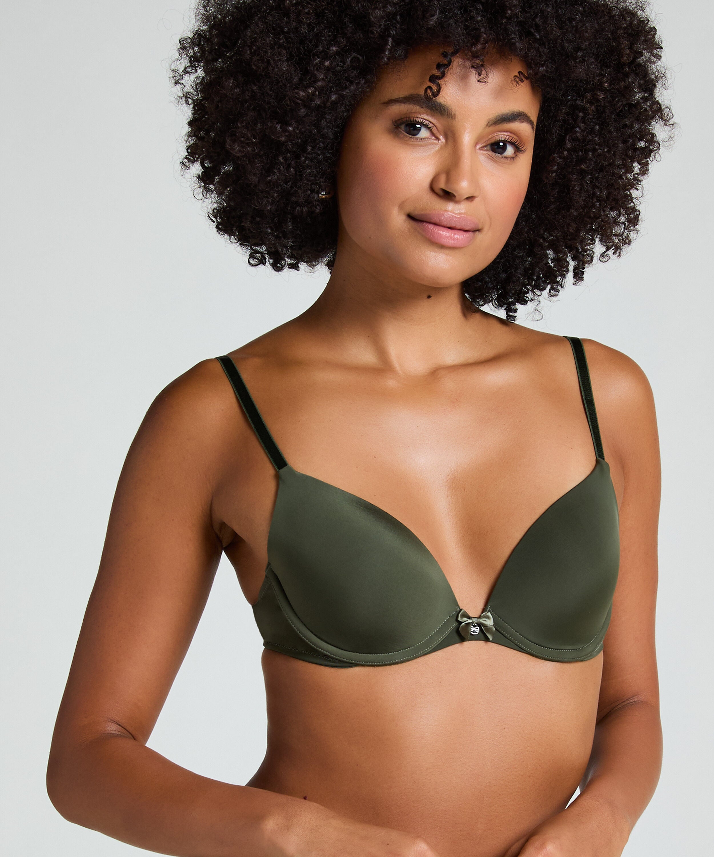 Plunge Padded Underwired Bra, Green Plunge Padded Underwired Bra, Green