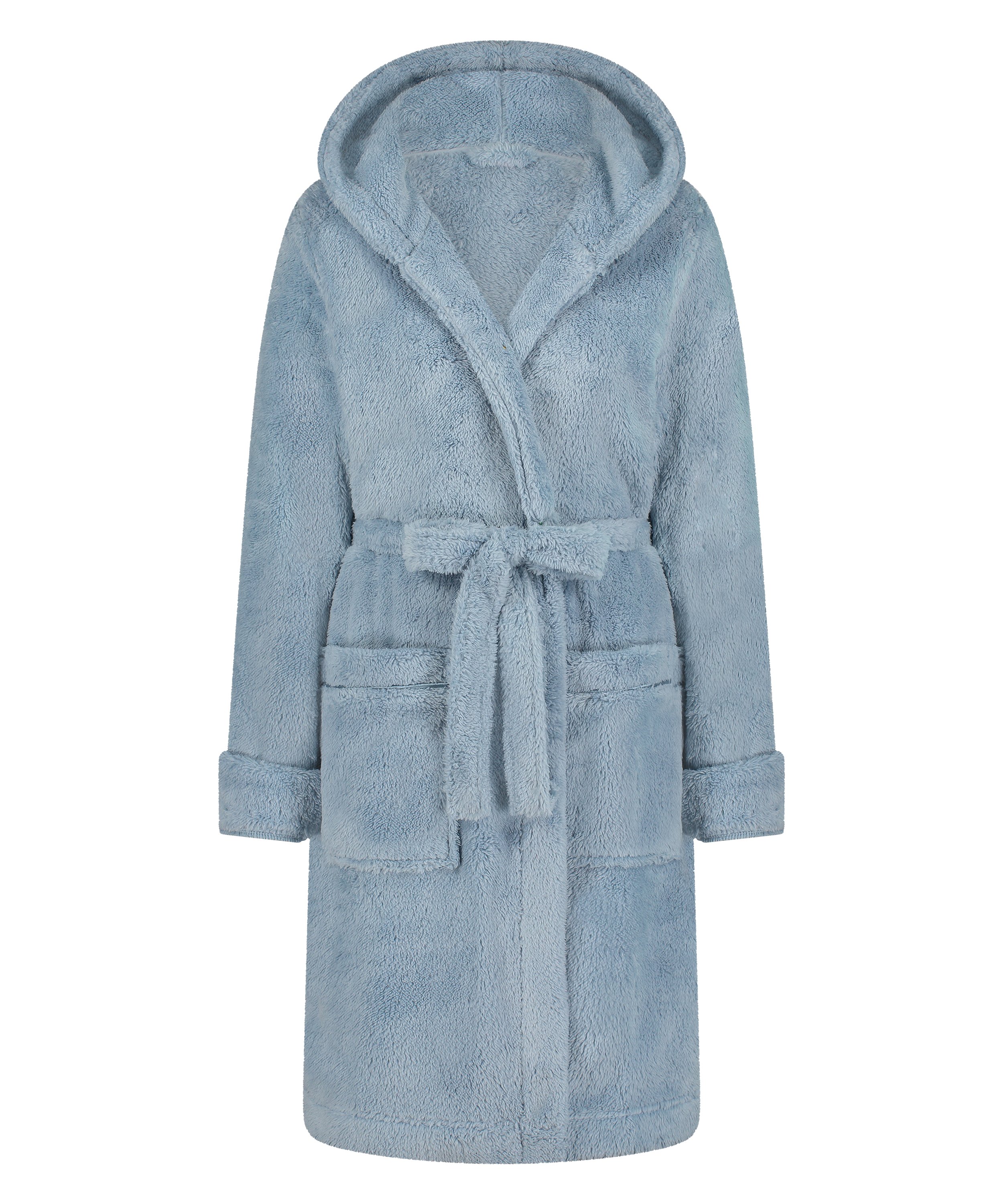 Fleece Bathrobe Short, Blue, main