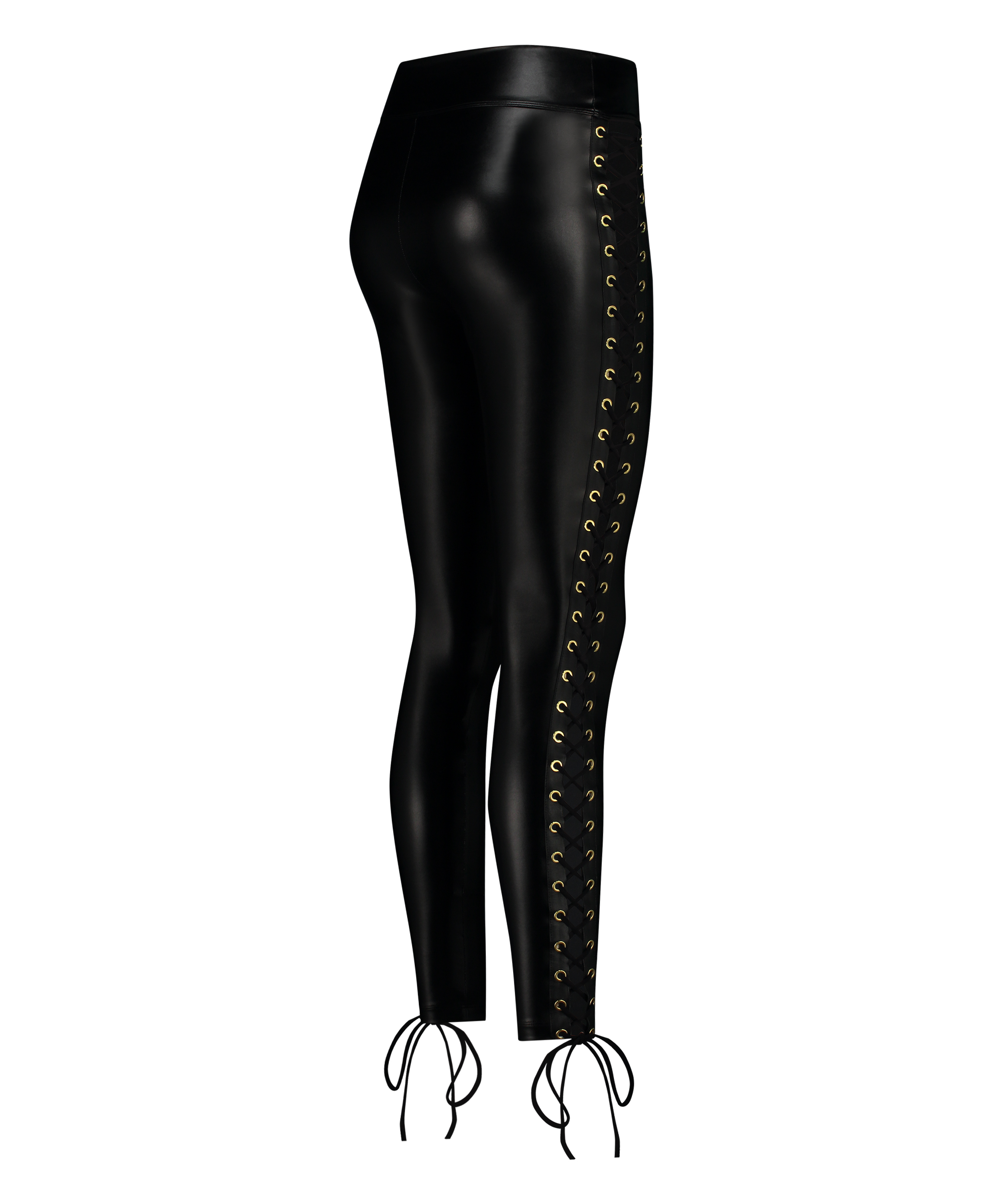 Lace-up leggings, Black, main