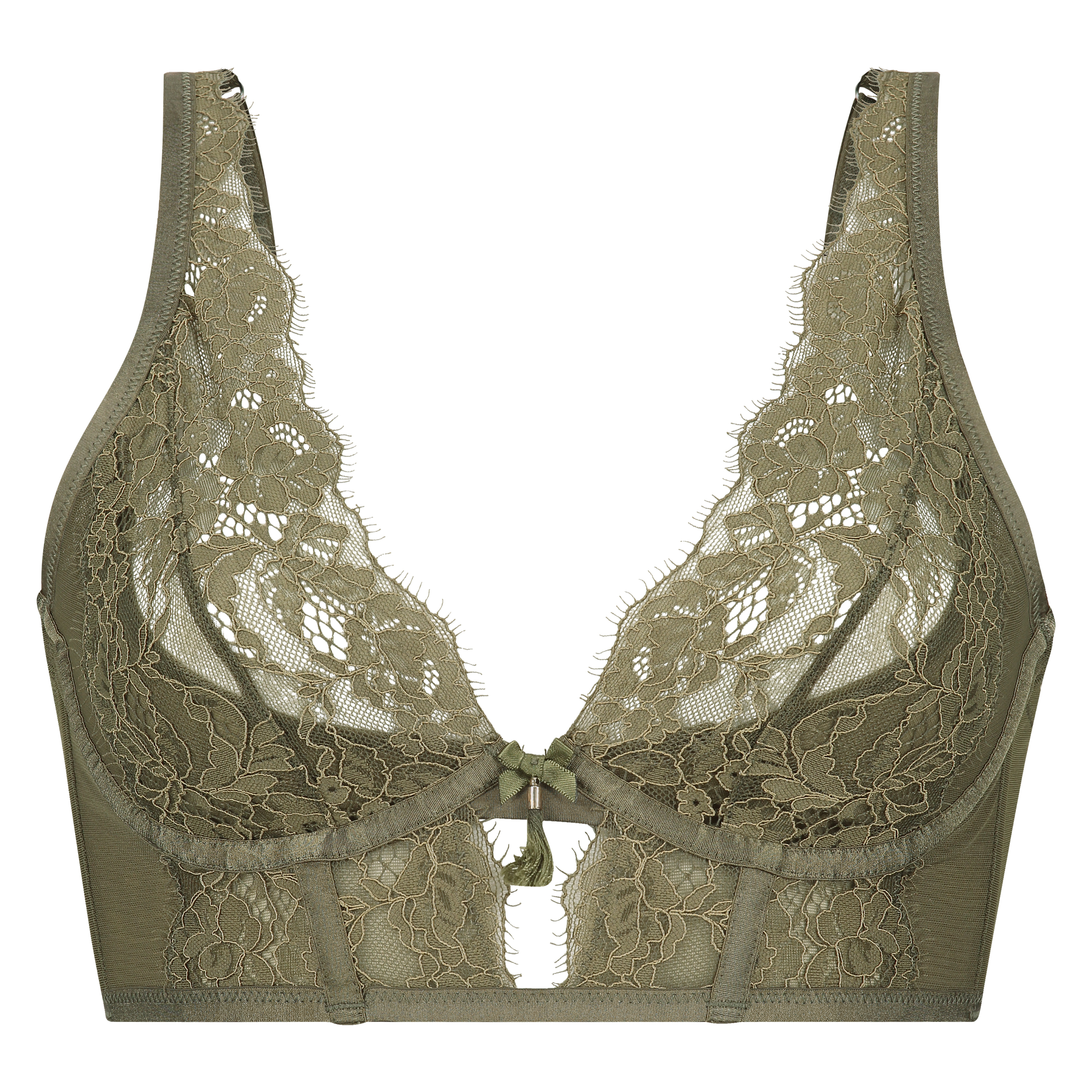 Lilliana Non-Padded Longline Underwired Bra, Green, main