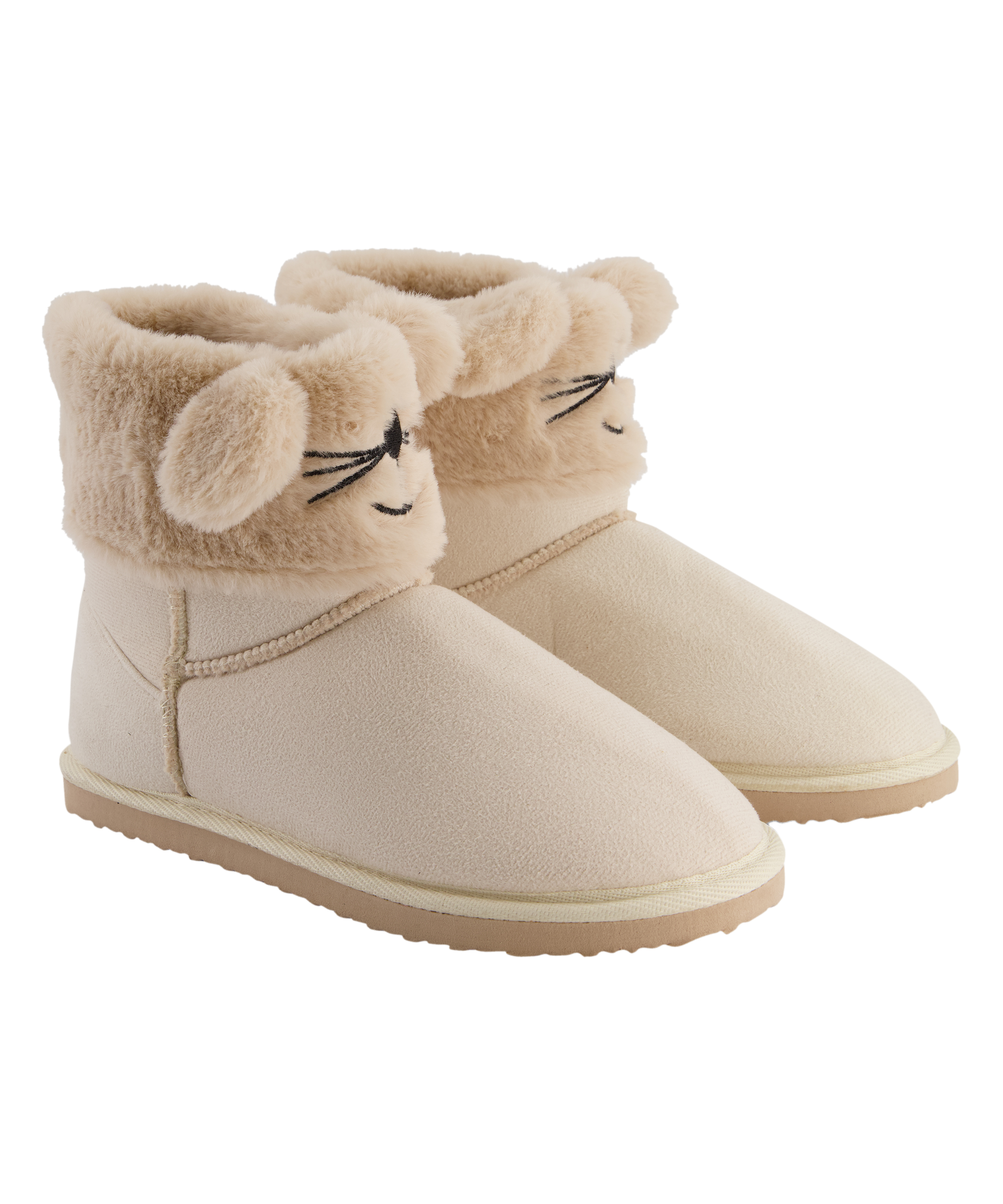 Suede slippers, Beige, main