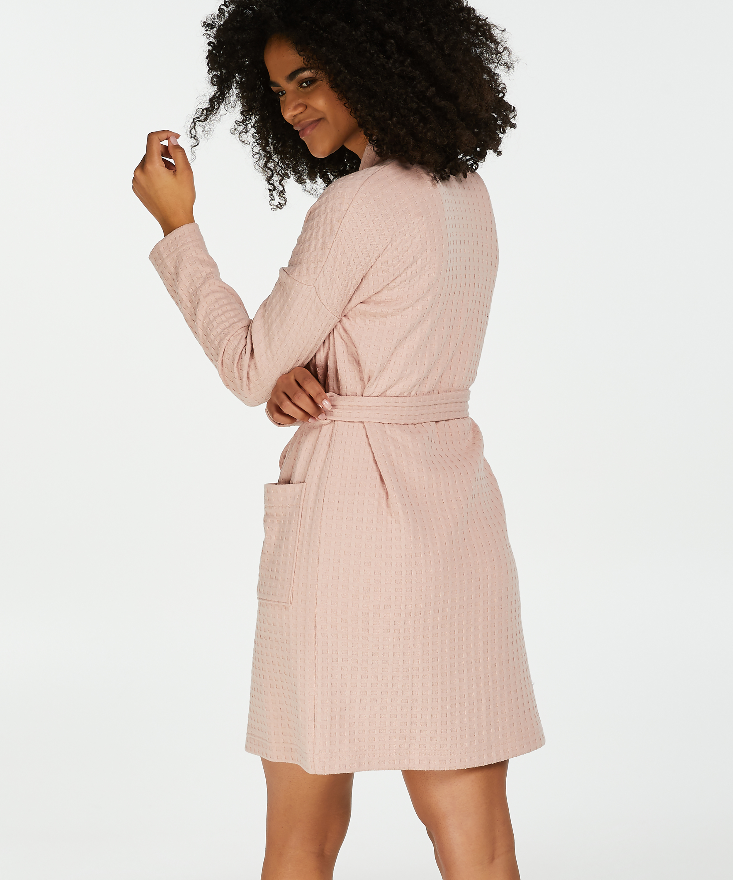Waffle Bathrobe, Pink, main