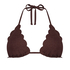 Scallop Lurex Triangle Bikini Top, Brown