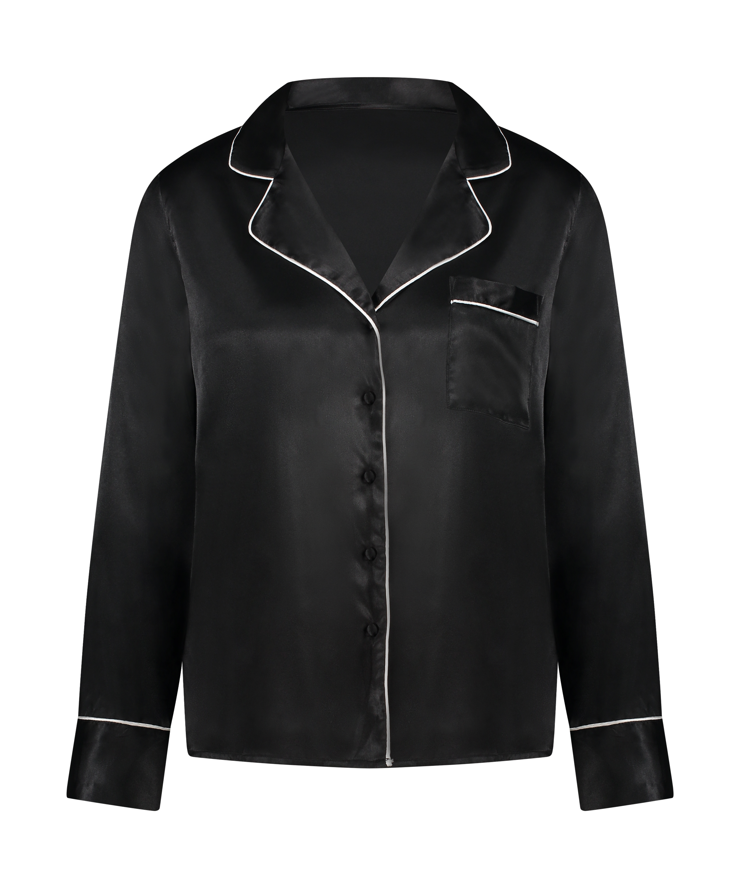 Satin Long-Sleeved Jacket, Black, main