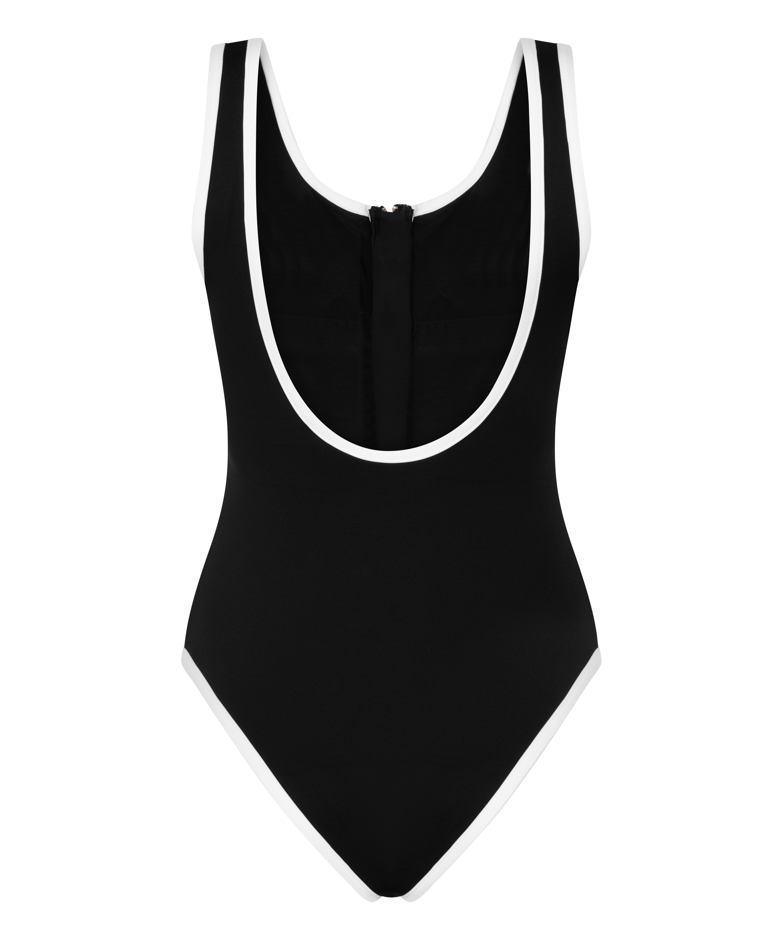Neoprene Mono Zip Up Bathingsuit, Black, main