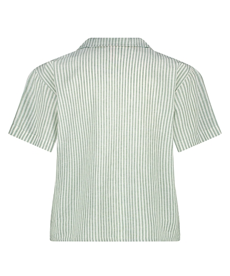 Linen Pyjama Top, Green