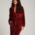 Short Fleece Ribbed Bathrobe, Brown