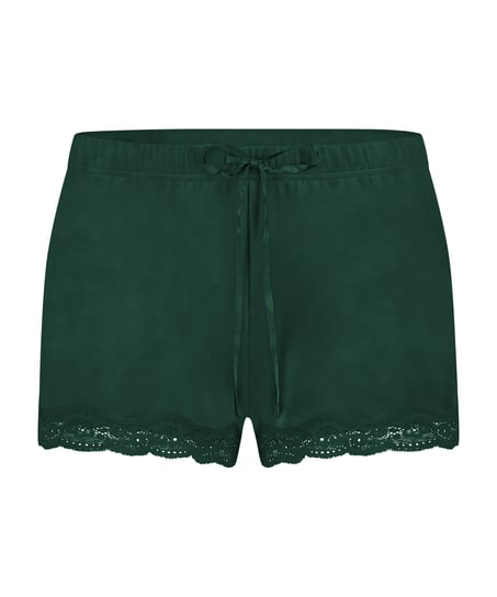 Velvet lace shorts, Green