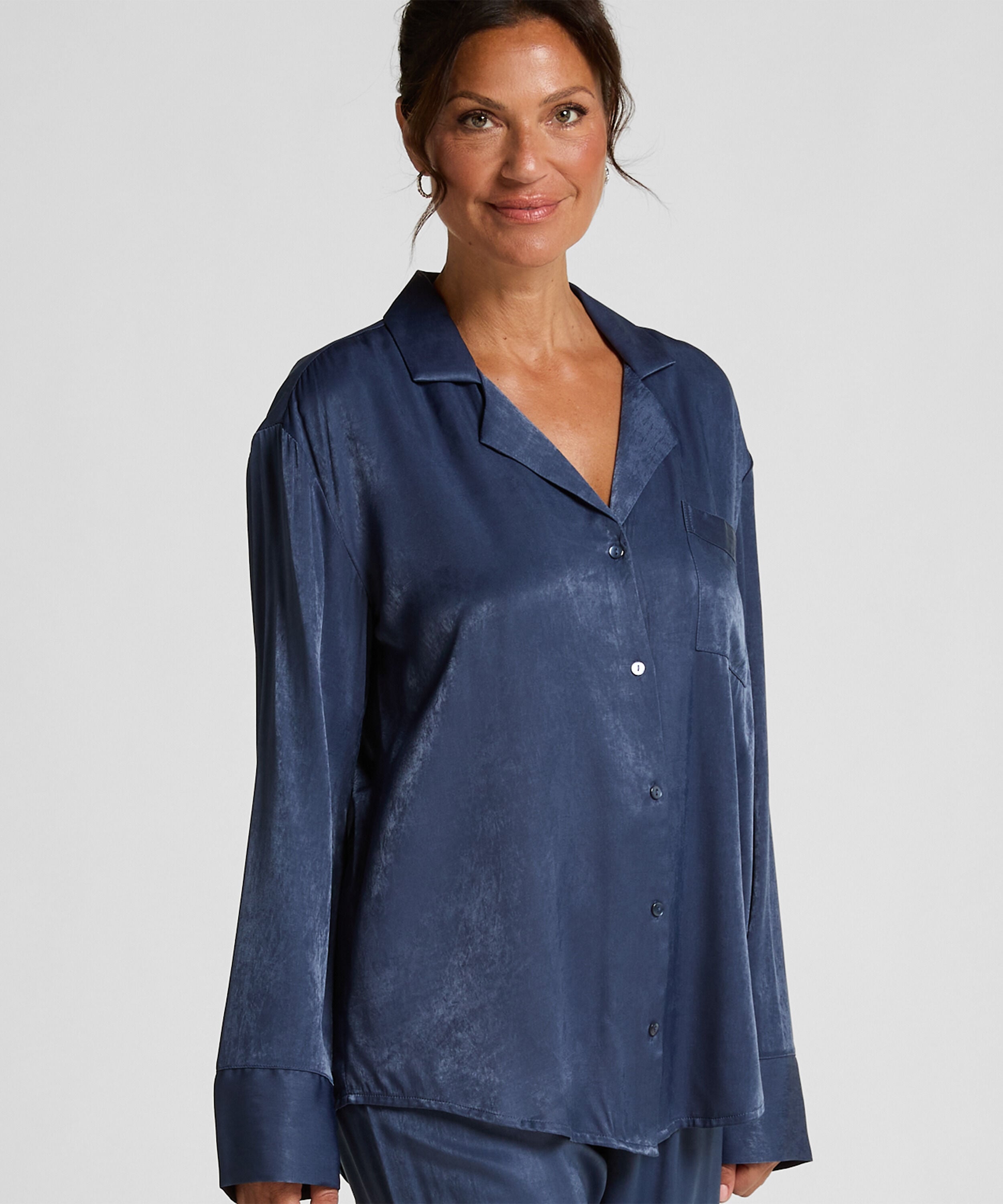 Ayla Satin Long-Sleeved Jacket, Blue