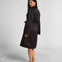 Satin Fleece Bathrobe, Black
