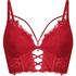 Charlotta Padded Underwired Longline Push-Up Bra, Red