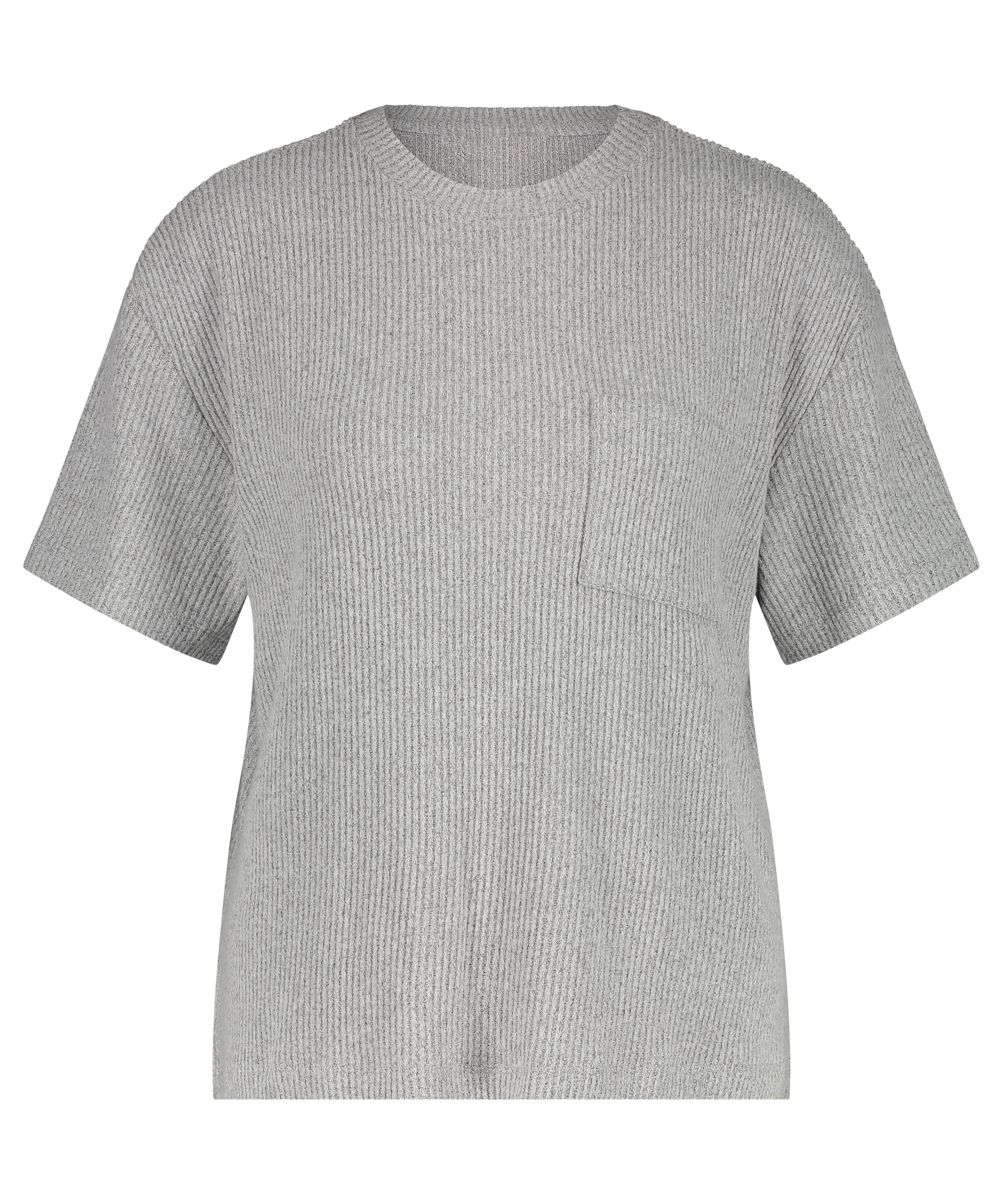 Rib Short Sleeve Top, Grey, main