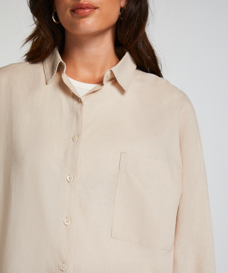 Linen Pyjama Top, Beige