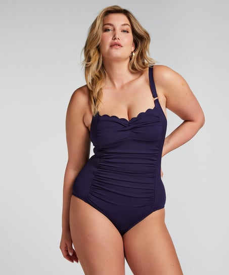 Shaping Scallop Swimsuit, Blue