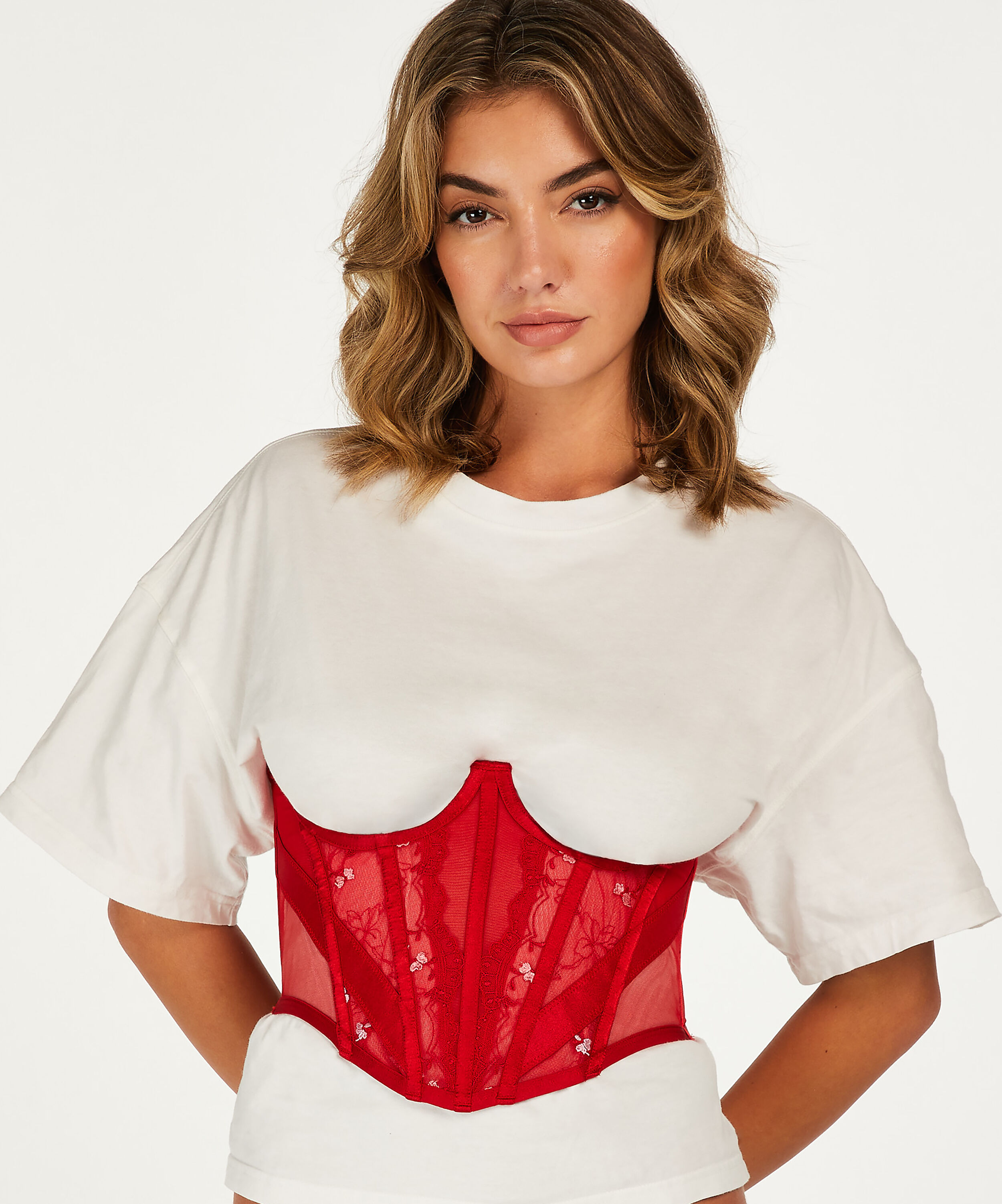 Violet Cupless Bustier, Red