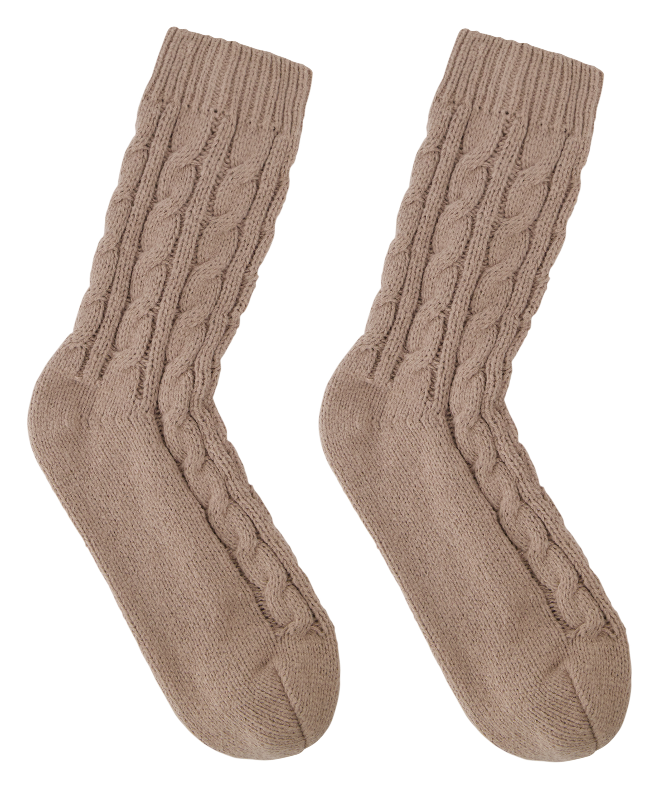 1 pair of knitted socks, Beige, main