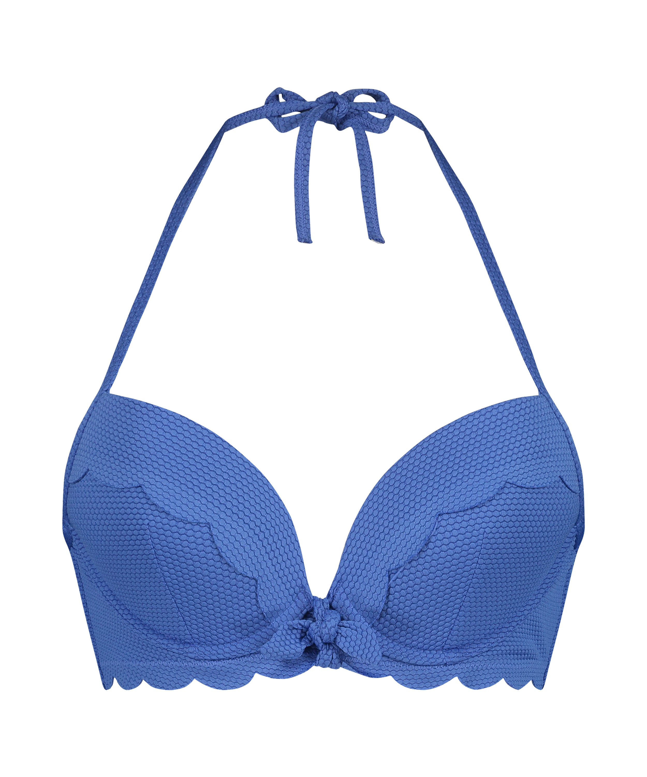 Scallop push-up underwired bikini top Cup A - E, Blue, main