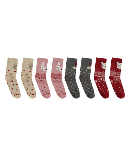 4 pairs of Christmas socks, Beige