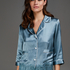 Silk pyjama top, Blue