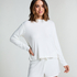 Long-sleeved Knitted Ribbed Pyjama Top, White