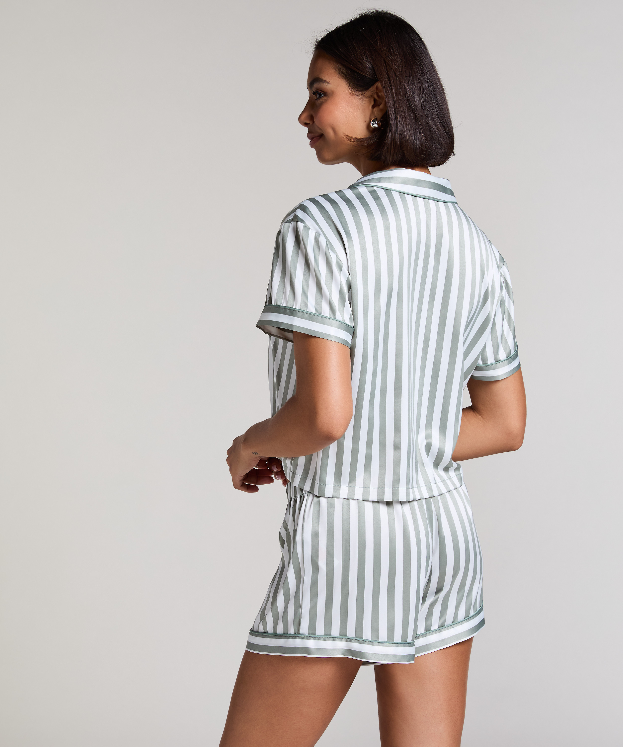 Satin Pyjama Set, Green, main