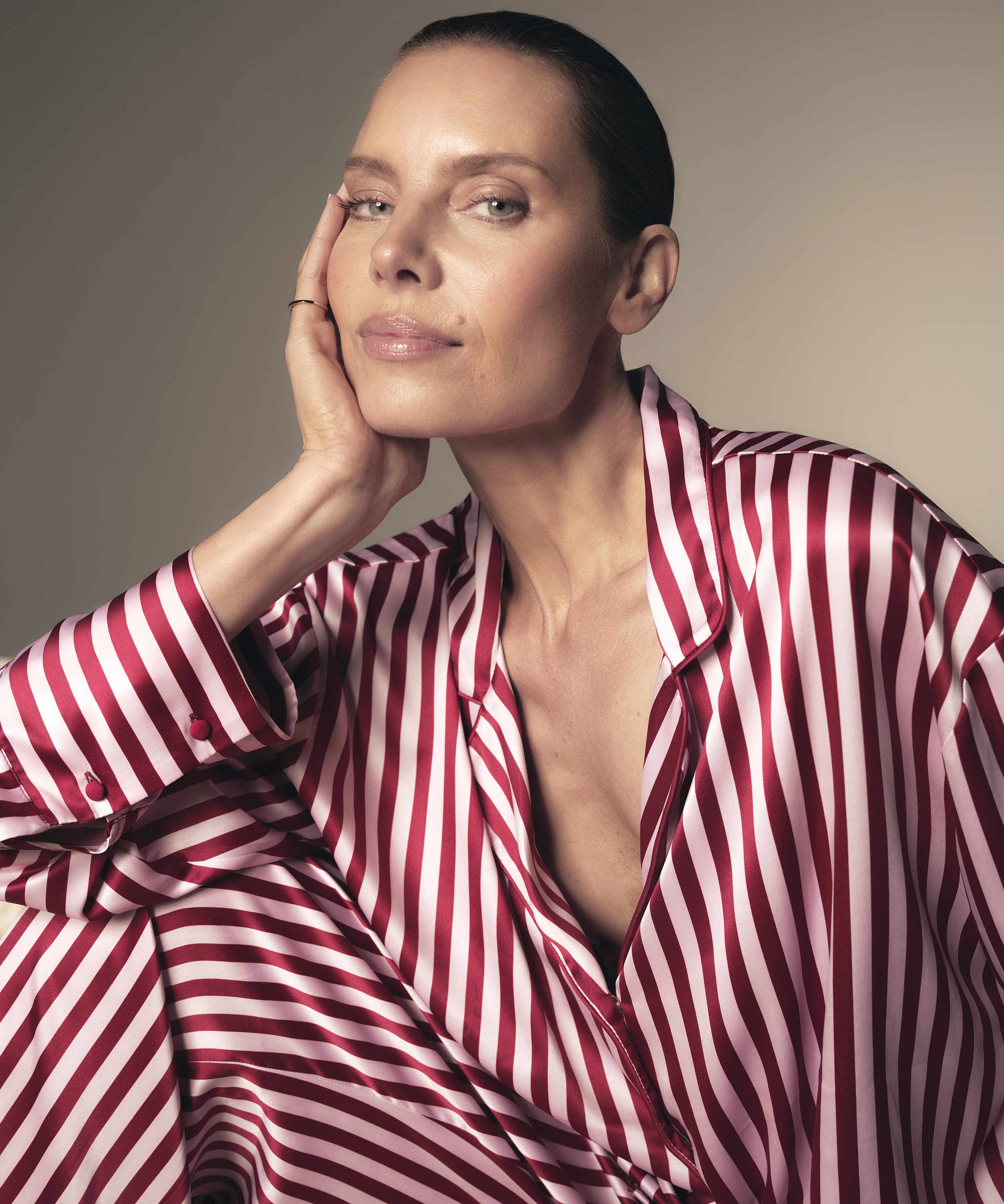 Satin Long-Sleeved Jacket, Pink, main