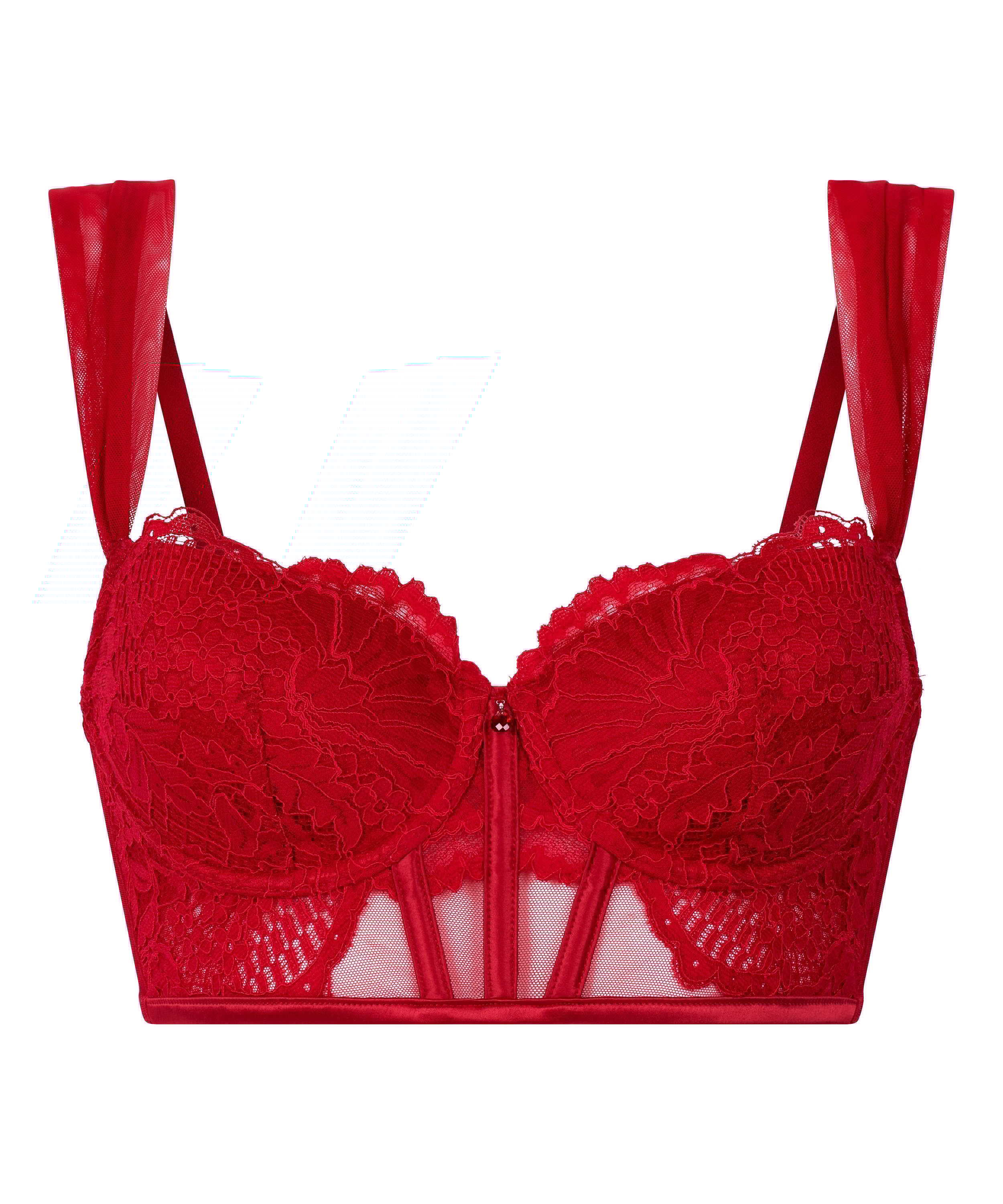 Whitney Padded Underwired Longline Bra, Red, main