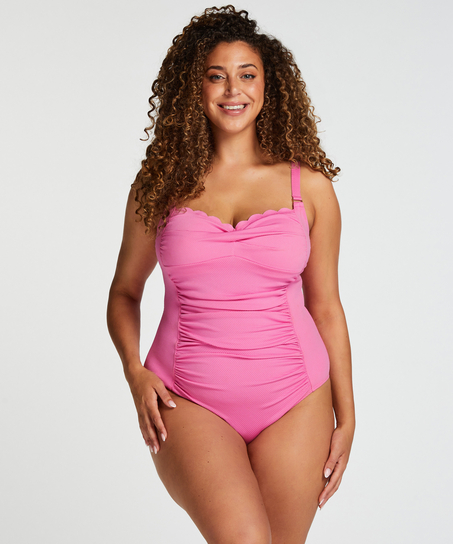 Scallop Shaping Swimsuit, Pink