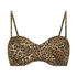Padded strapless Leopard bikini top, Brown