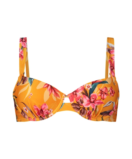 Orchid padded underwired bikini top, Yellow