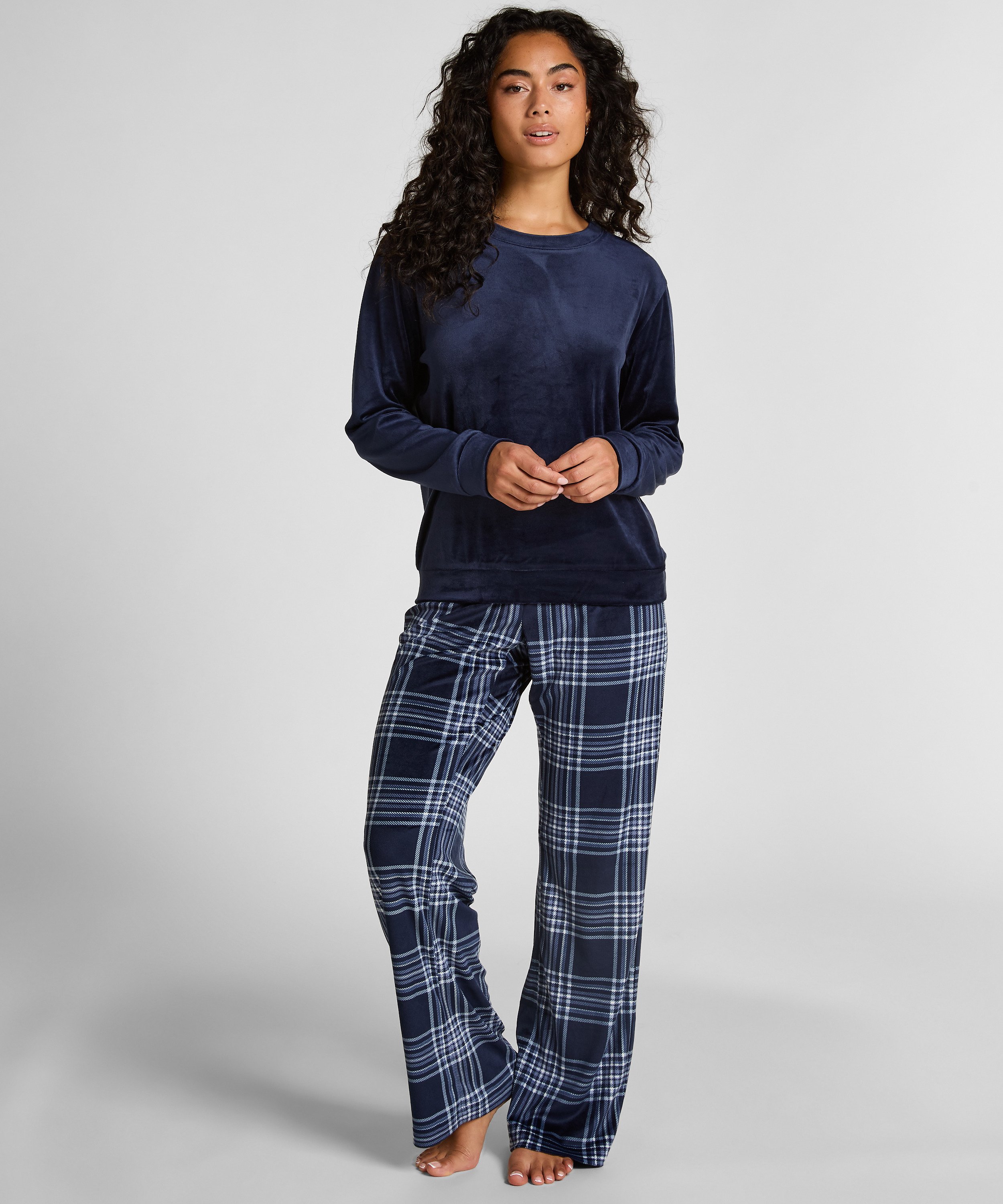 Velvet Pyjama Set, Blue, main