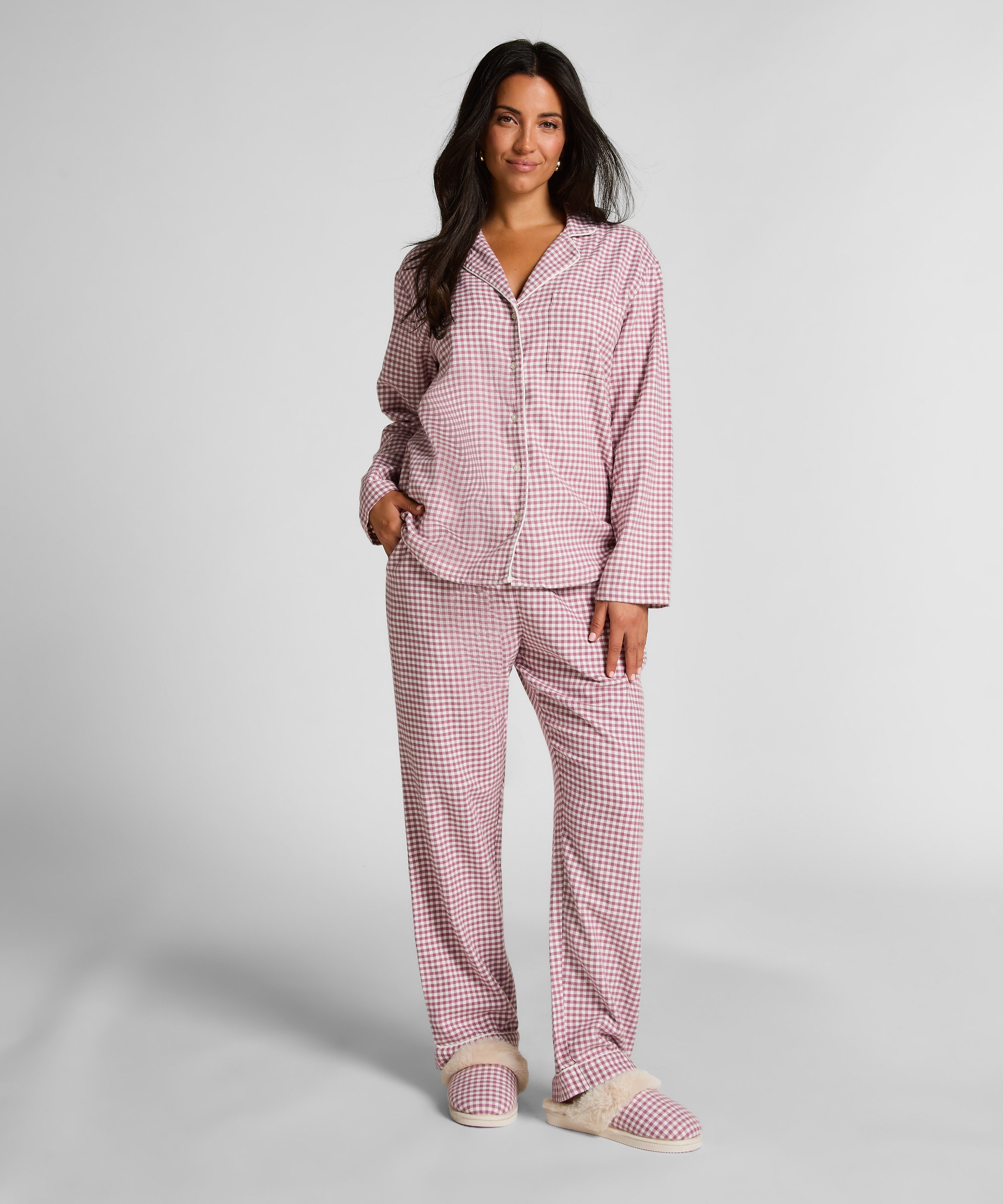 Essentials Flannel Pyjama Top, Purple, main