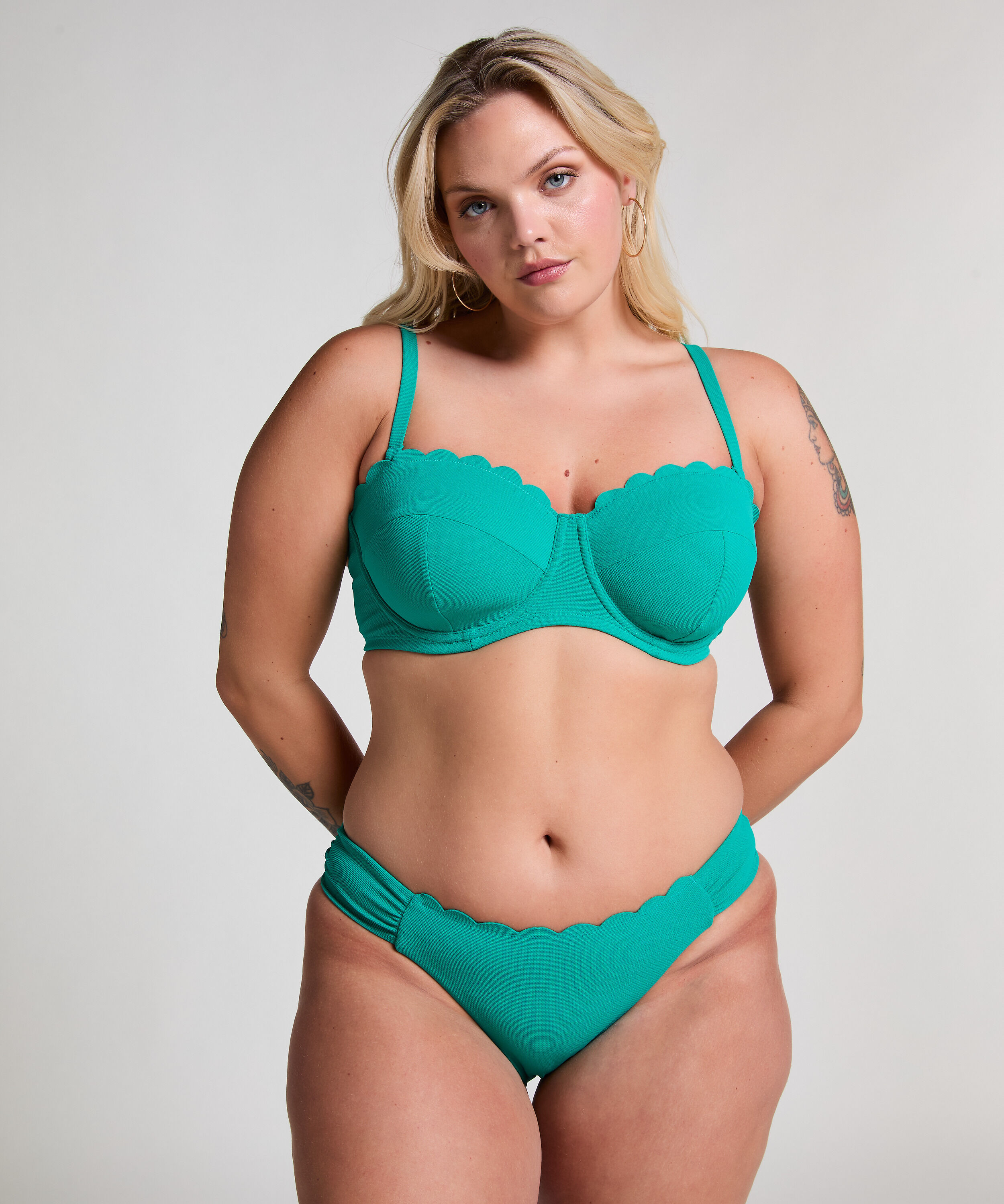 Scallop Rio Bikini Bottoms, Green