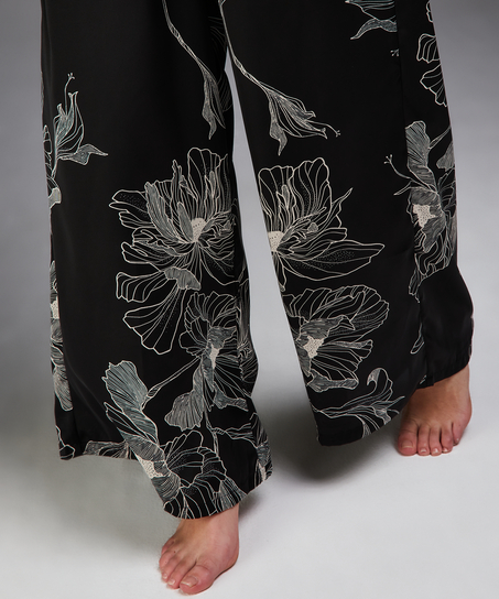 Lotus satin palazzo trousers, Black