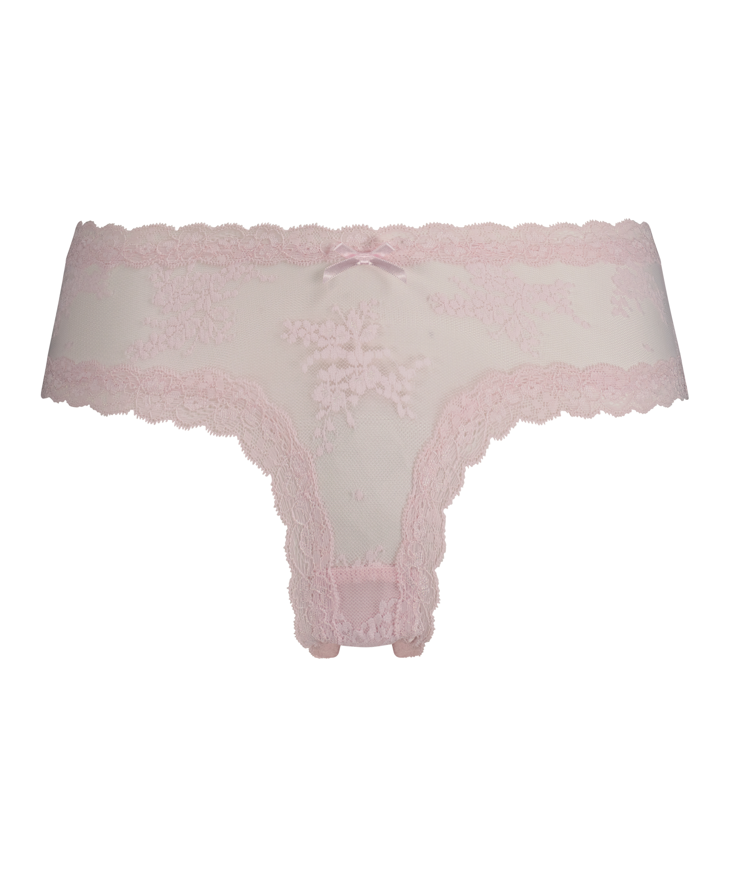Floral Mesh V-shaped Brazilian Knickers, Pink, main