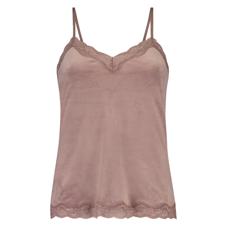 Velours Lace Cami Top, Pink