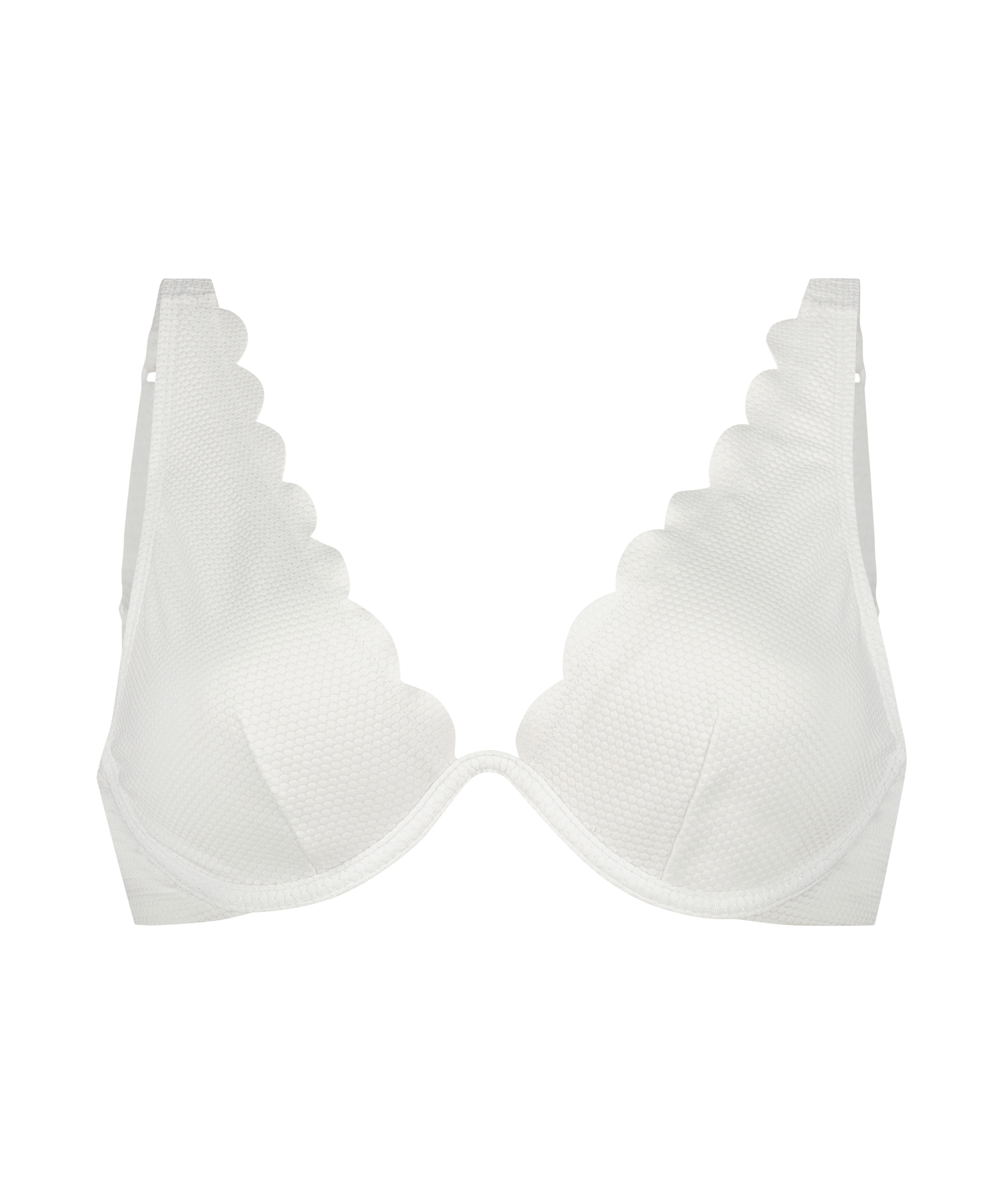 Scallop Non-Padded Underwired Bikini Top, White, main