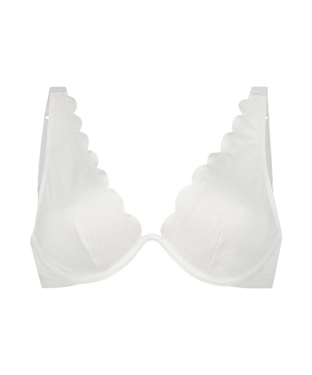 Scallop Non-Padded Underwired Bikini Top, White
